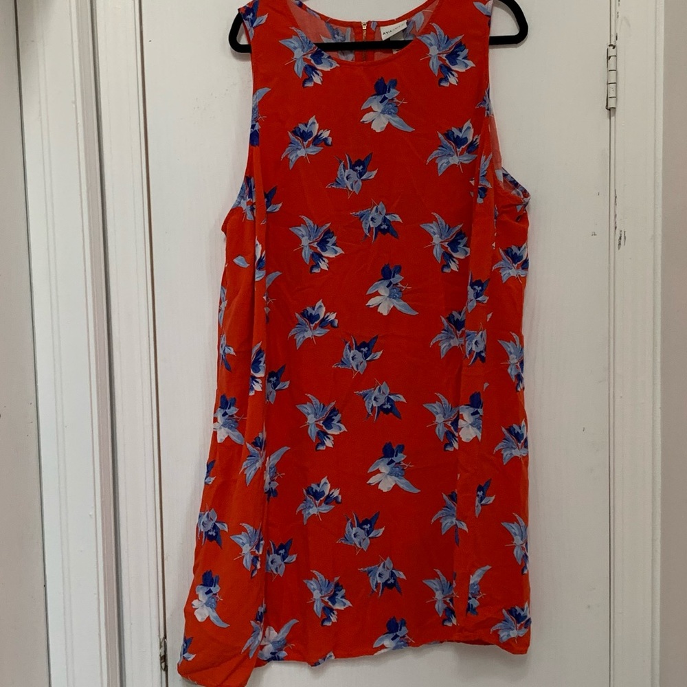 Orange dress with Blue Flowers